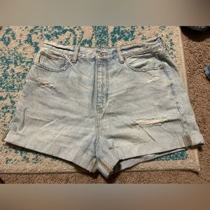 US 10 Pride Embroidered Light Wash Denim Shorts | American Eagle